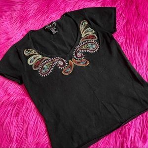 Vintage 90’s Paisley August Silk V-Neck Top